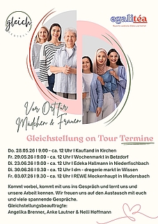 Flyer "Gleichstellung on tour - Termine"