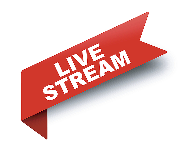 red vector banner ribbon live stream