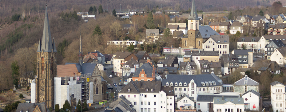 Blick auf den Stadtkern Kirchen